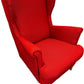 Reupholstered Red Wingback Armchair Fabric Wooden Legs Accent Chair (Pre-Loved)