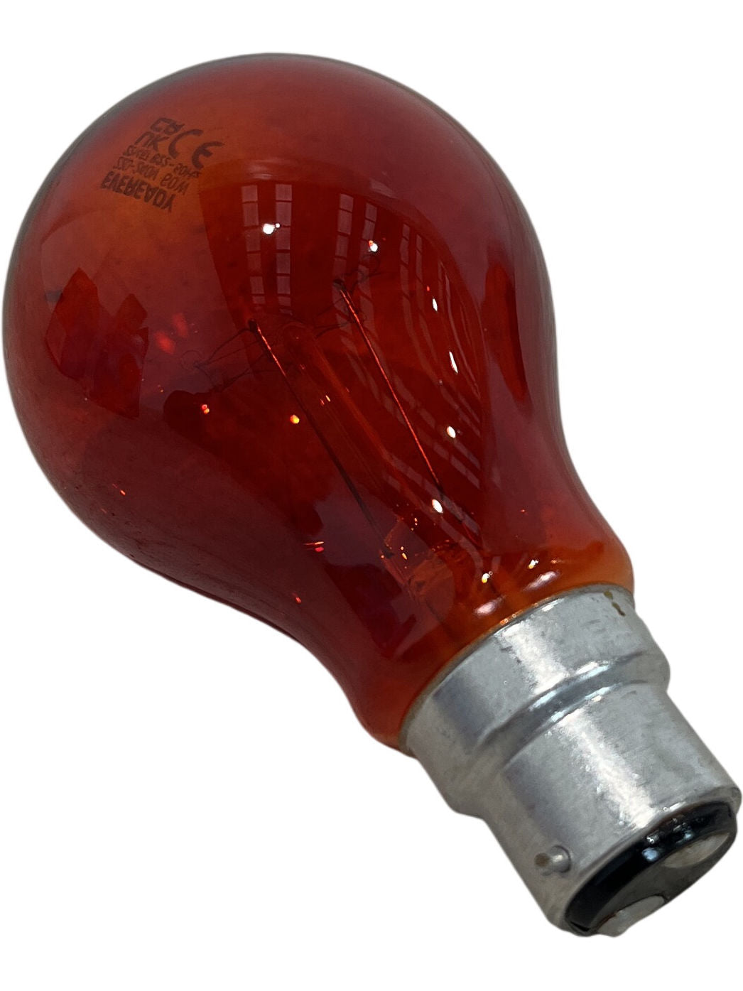 Pair Of Eveready Red Fire Glow Rough Service Bulb B22 60W (Unused)