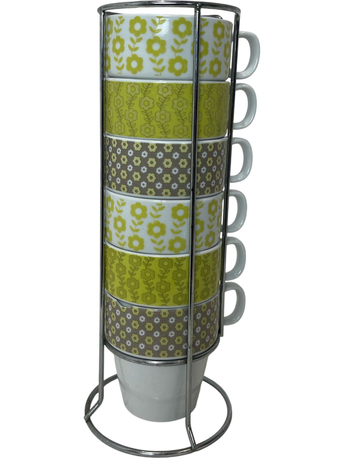 Floral Stackable Mug Set with Metal Stand (Pre-Loved)
