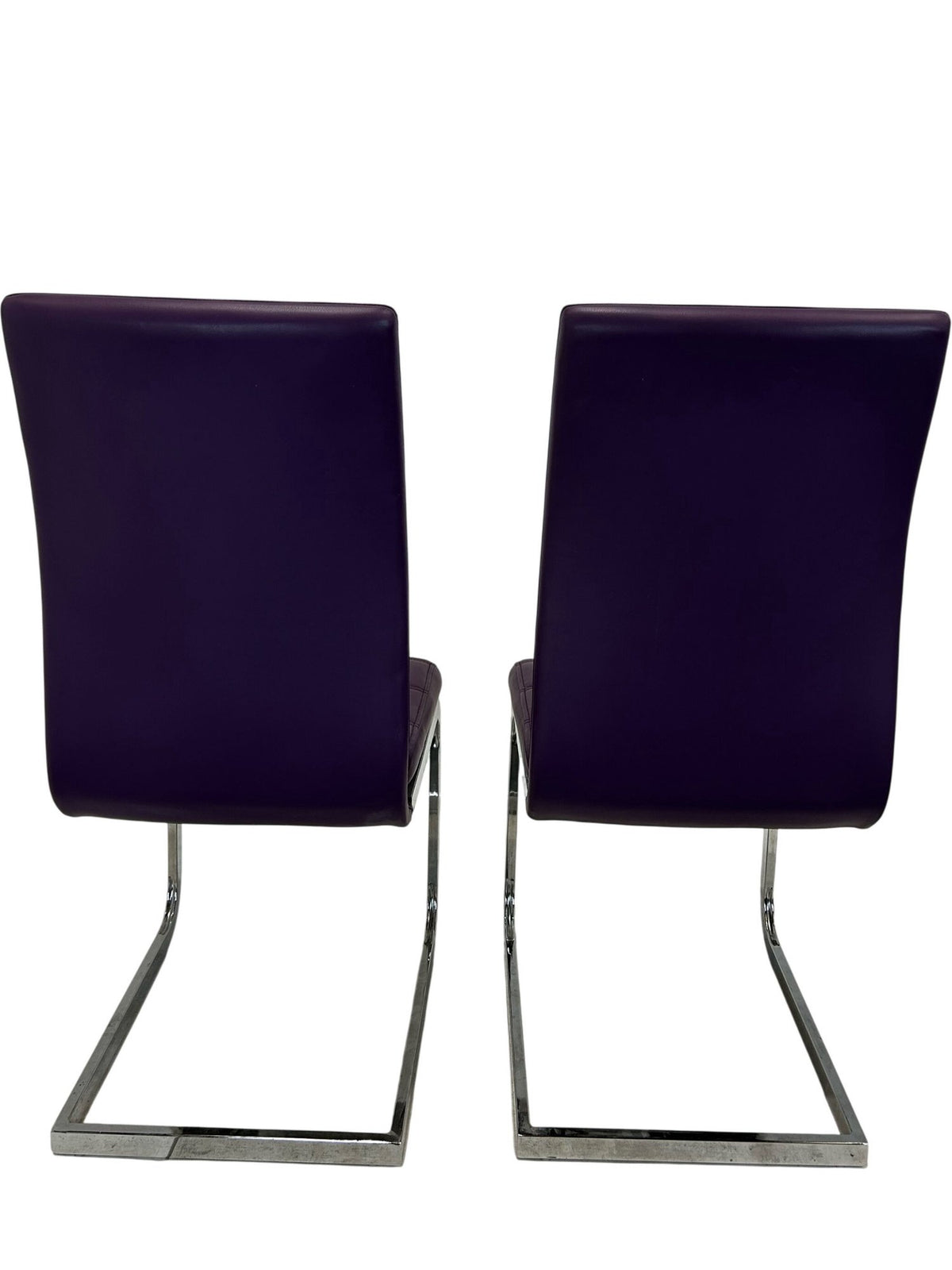 Pair of Purple Cantilever Dining Chairs Chrome Metal Frame (Pre-Loved)