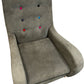 Grey Upholstered Accent Armchair Multicoloured Buttons Wooden Legs (Pre-Loved)