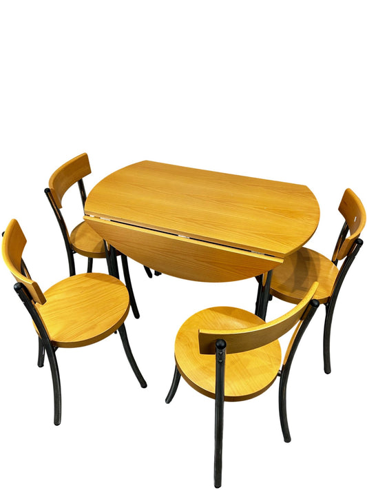 Drop Leaf Dining Table with 4 Chairs Folding Space Saving Set (Pre-Loved)