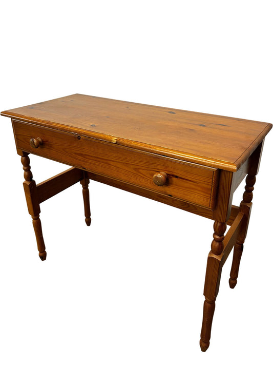 Vintage Pine Style Console Table with Drawer & Turned Legs 90cm (Pre-Loved)