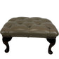 Vintage Tufted Footstool Ottoman Queen Anne Cabriole Legs Brown (Pre-Loved)