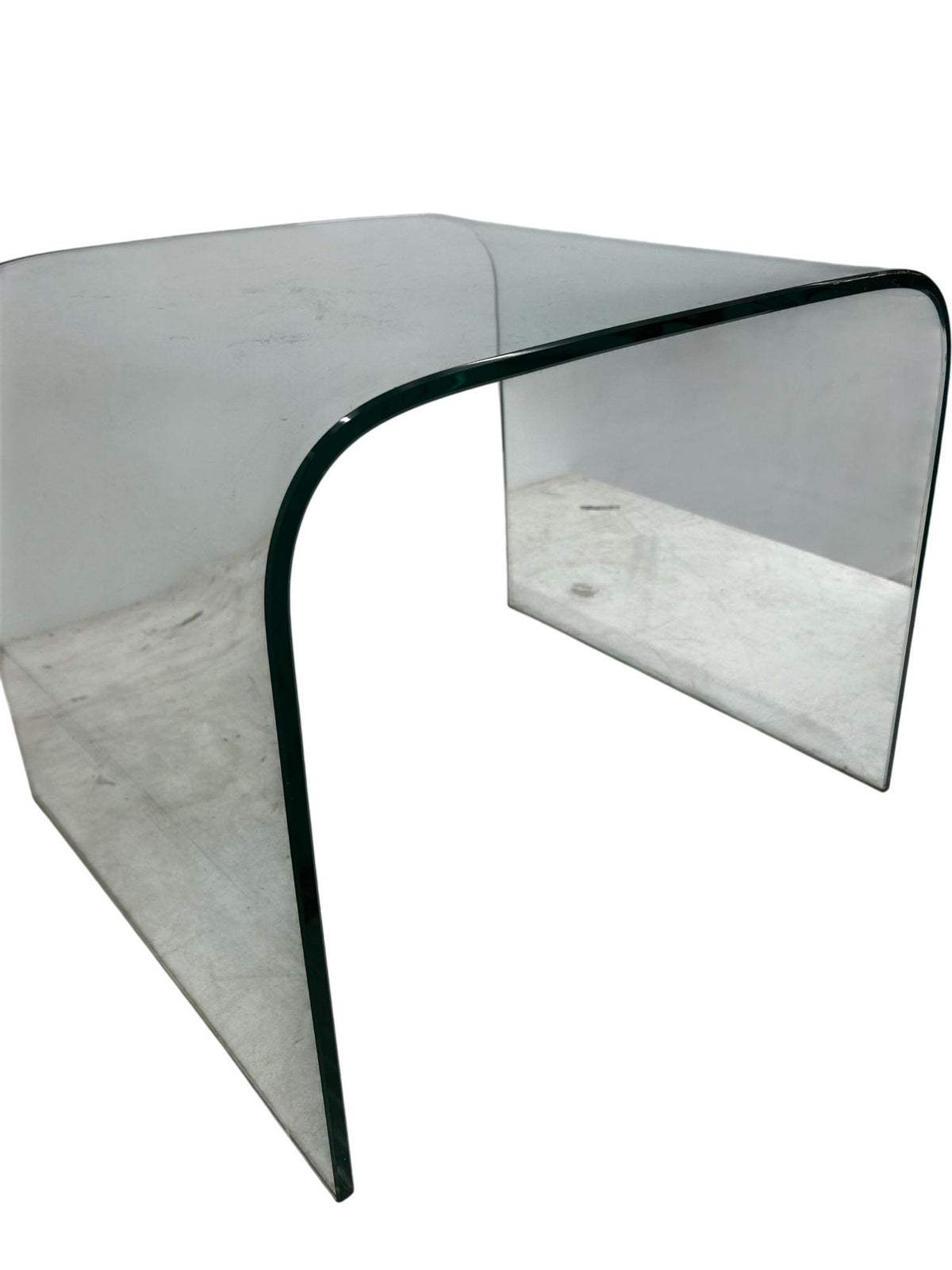 Modern Clear Bent Glass Coffee Table Curved Minimalist Design (Pre-Loved)