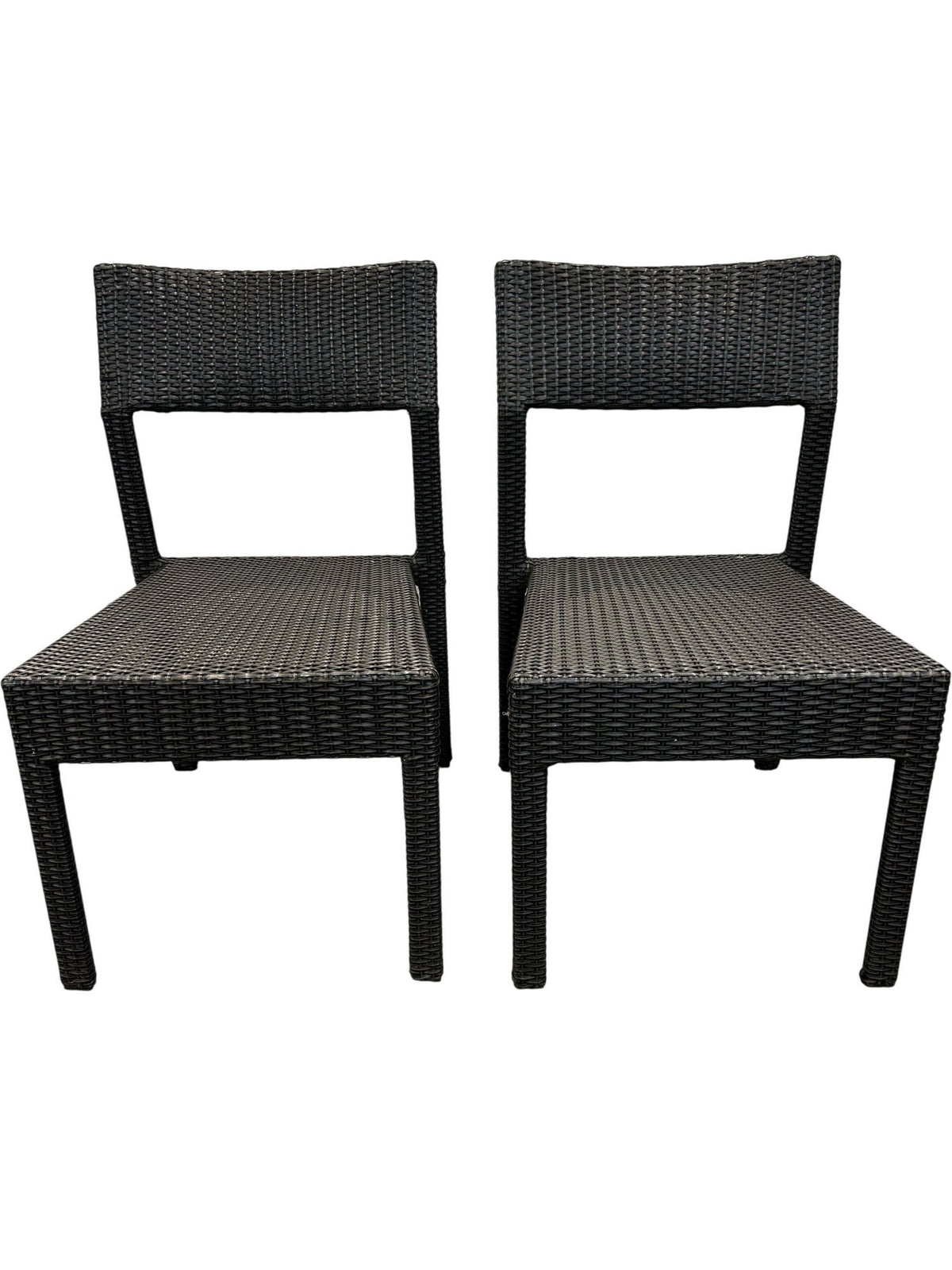 Pair of Black Rattan Effect Garden Chairs (Pre-Loved)