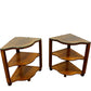 Pair of Wooden 3-Tier Corner Tables with Glass Tops (Pre-Loved)