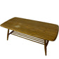 Mid Century Style Light Wood Coffee Table Slatted Shelf 104cm (Pre-Loved)