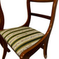 Pair Vintage Style Wooden Dining Chairs Striped Upholstered Seats (Pre-Loved)