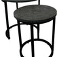 Set of 2 Round Nesting Side Tables Black Metal Frame Grey Tops (Pre-loved)