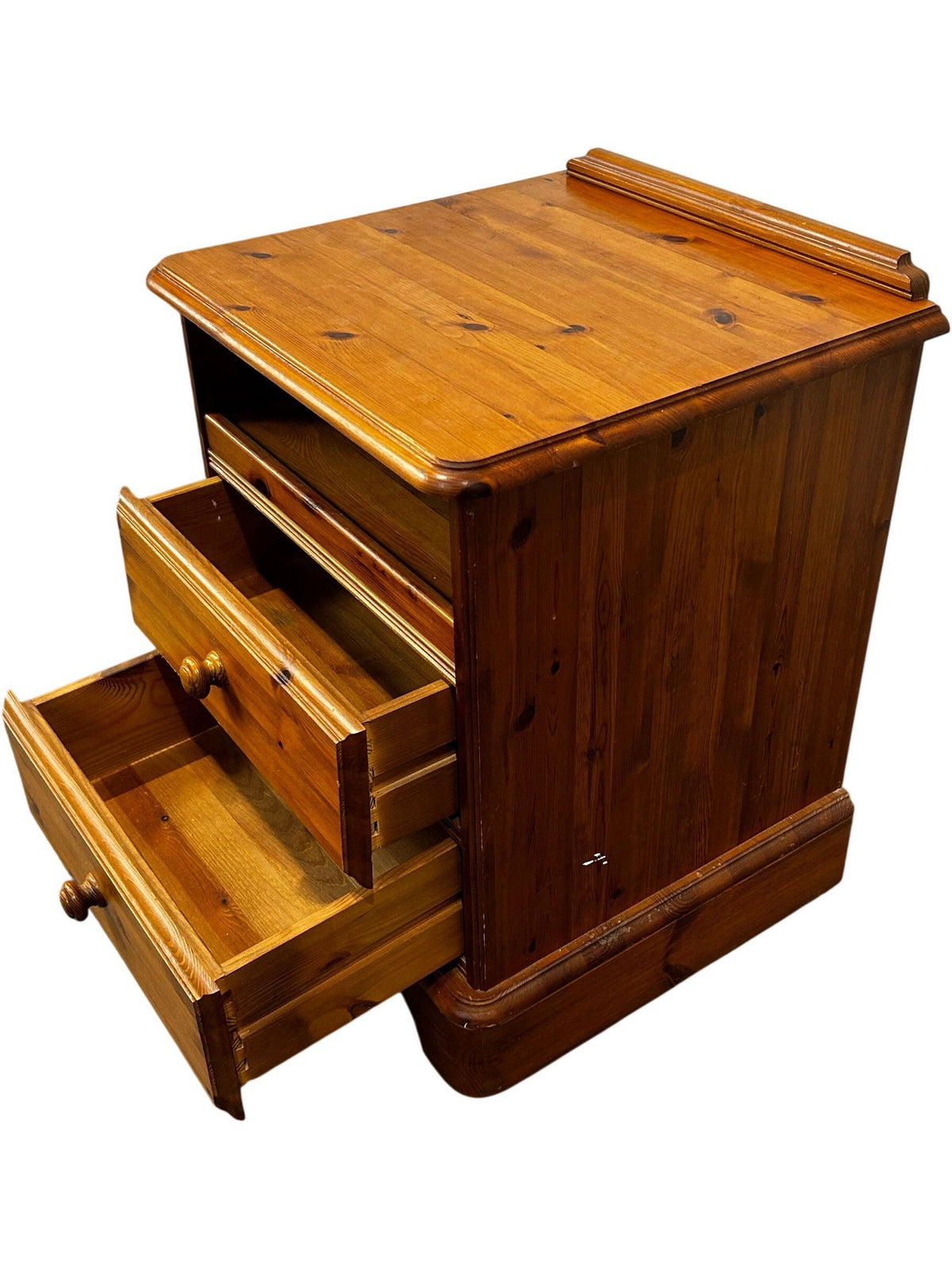 Vintage Wooden Nightstand Two Drawers Pine (Pre-Loved)