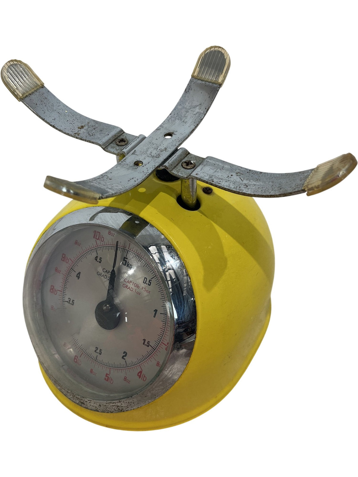 Vintage Retro Yellow Steel Mechanical Kitchen Scale 5kg Capacity (Pre-Loved)