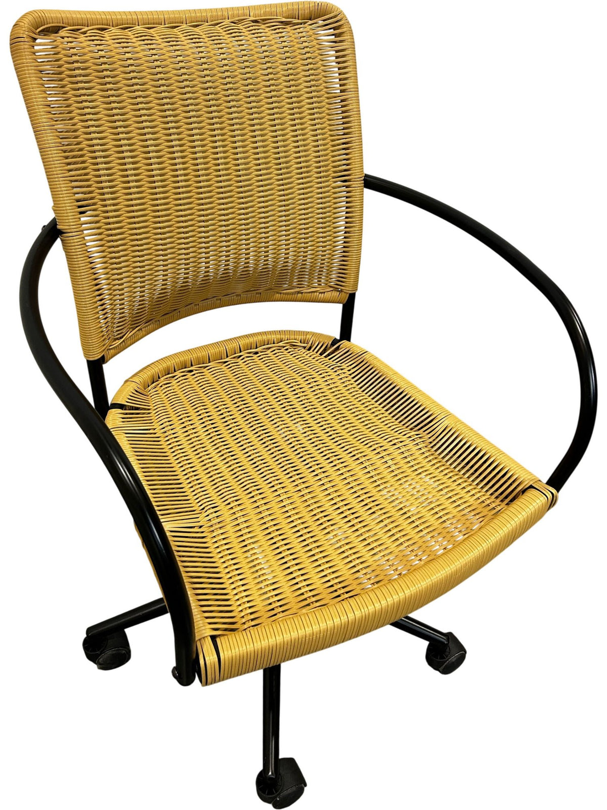 Rattan Office Chair with Black Metal Frame (Pre-Loved)