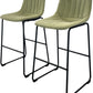 Pair Of Green Upholstered Bar Stools Black Metal Frame (Pre-Loved)