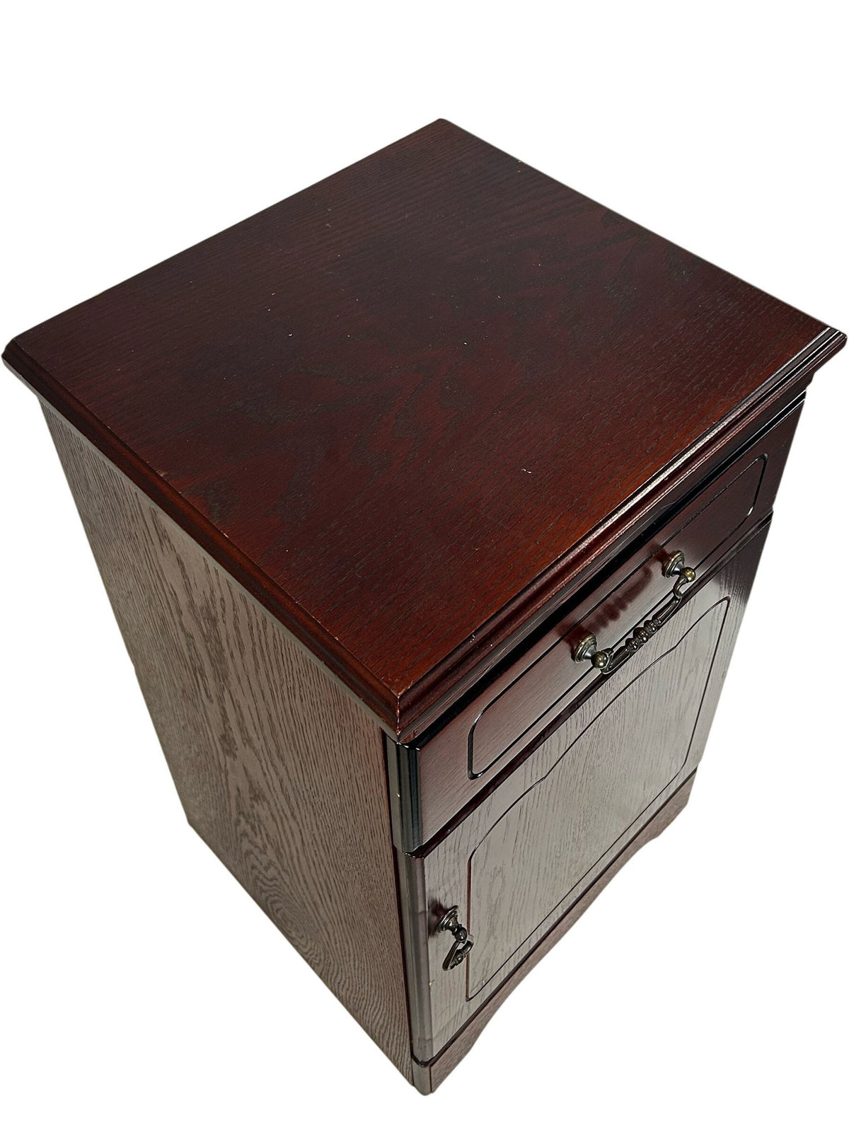 Dark Wood Bedside Cabinet with Drawer & Cupboard (Pre-Loved)