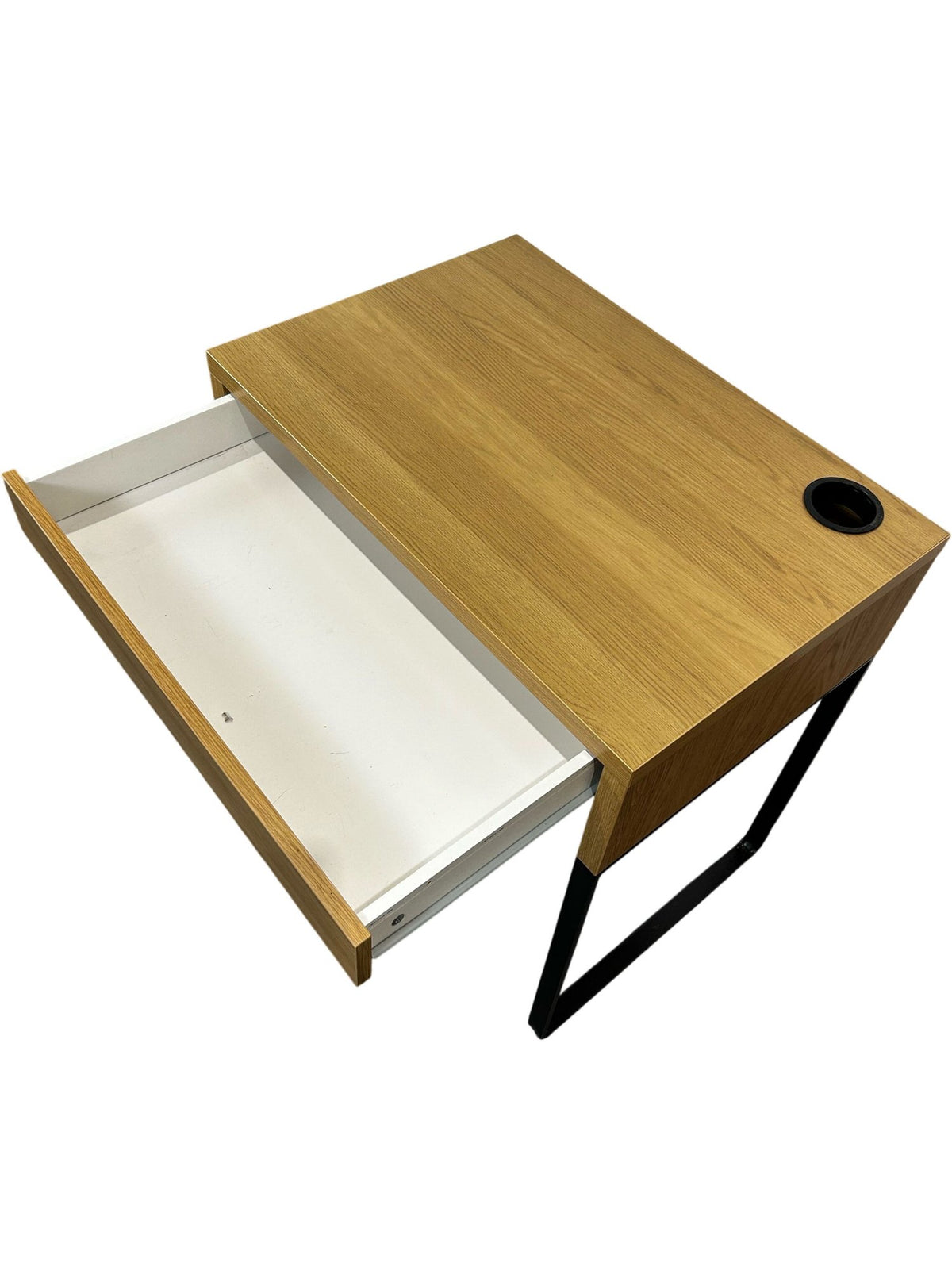 Modern Wooden Office Desk with Black Metal Legs (Pre-Loved)