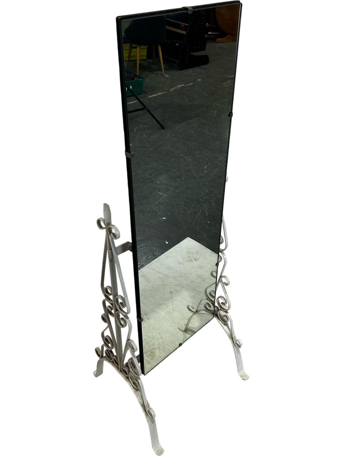 Vintage White Metal Ornate Cheval Dressing Mirror (Pre-Loved)