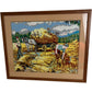 Vintage Framed Needlepoint Woven Harvest Scene Art (Pre-Loved)