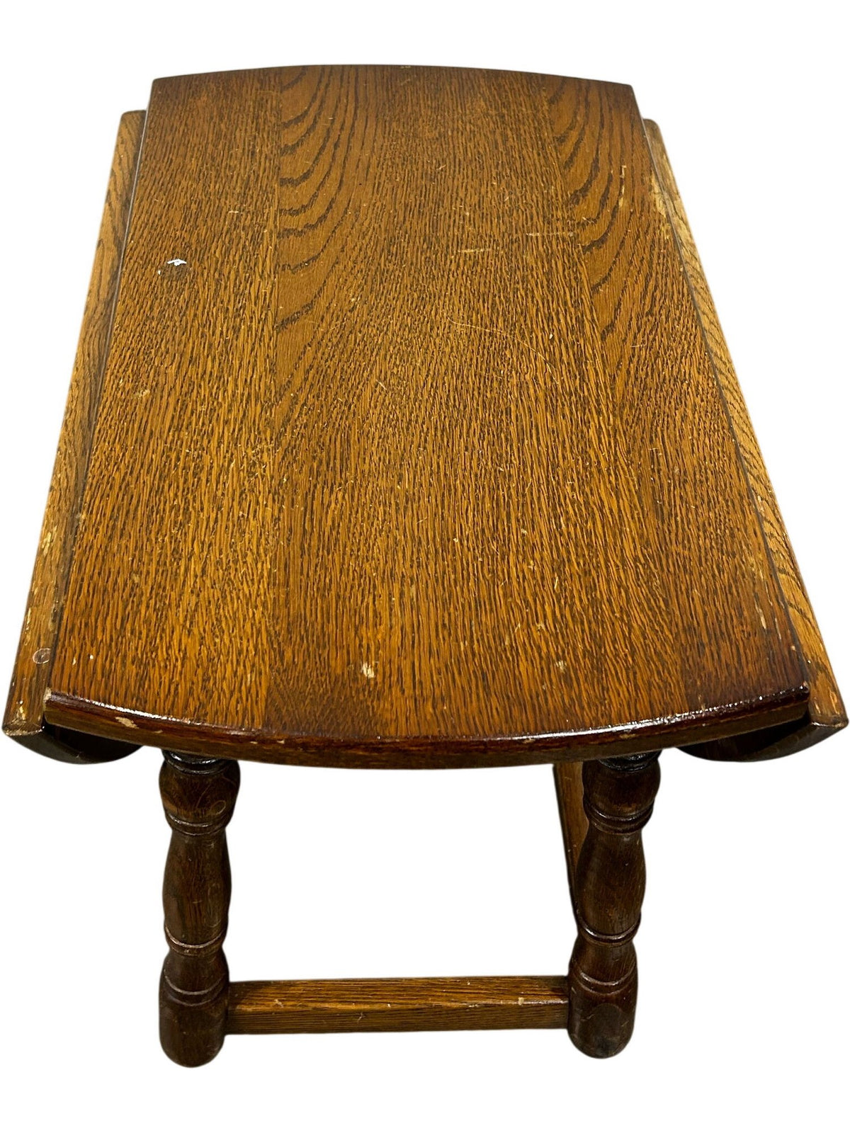 Oval Wooden Drop-Leaf Side Table with Turned Legs Traditional Style (Pre-Loved)