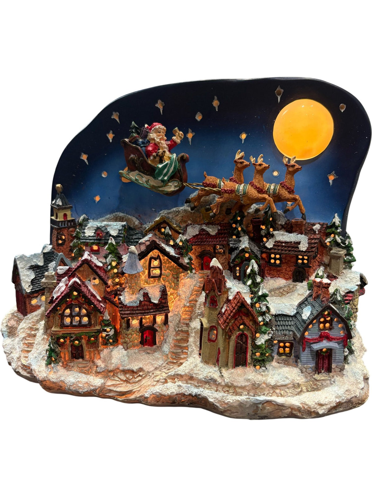 Animated Santa Scene Decoration with Moving Parts (Pre-Loved)