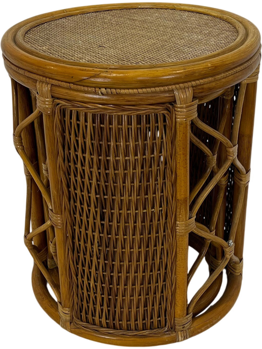 Vintage Rattan Bamboo Woven Round Nesting Side Tables (Pre-Loved)