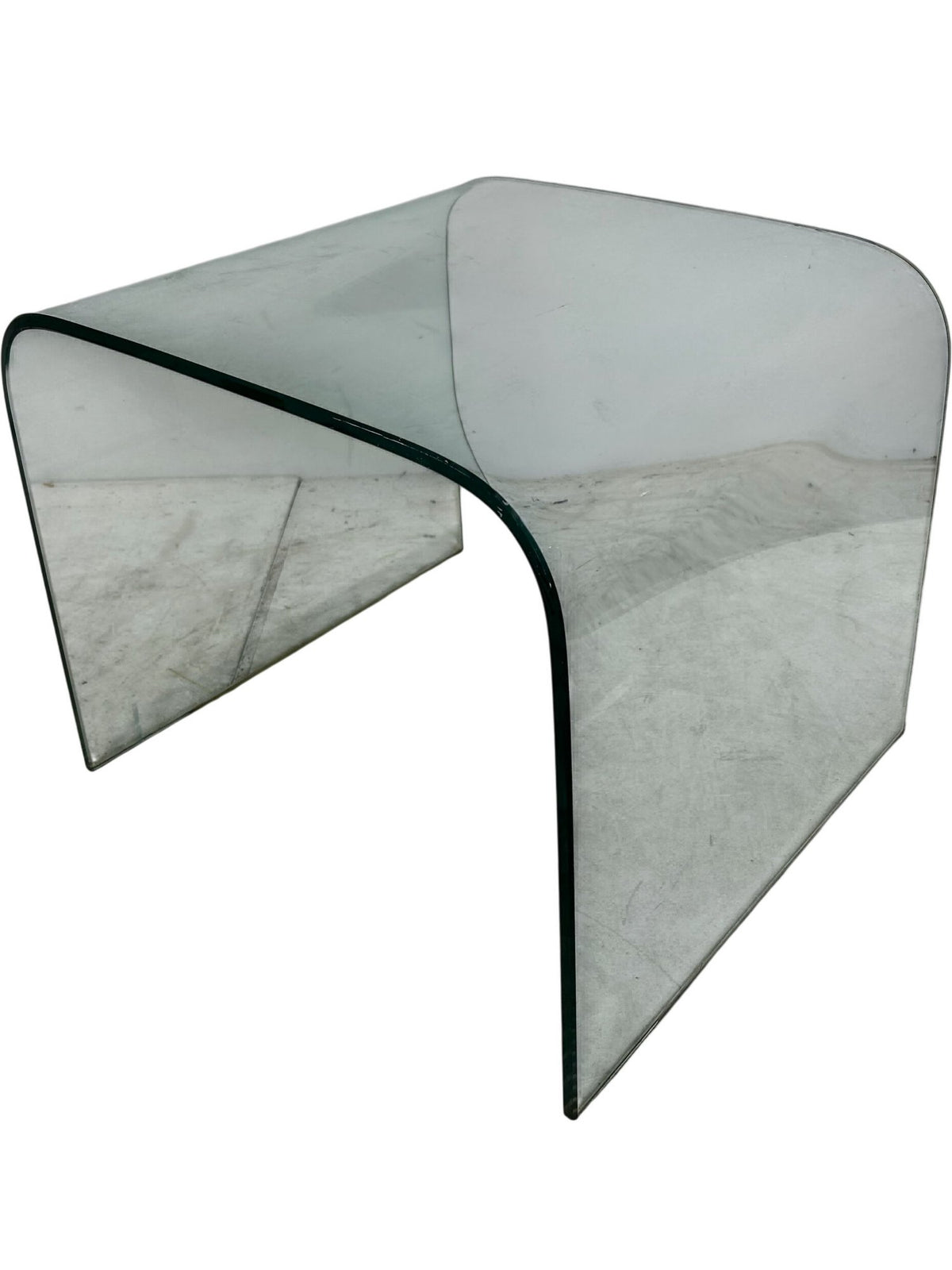 Modern Clear Bent Glass Coffee Table Curved Minimalist Design (Pre-Loved)