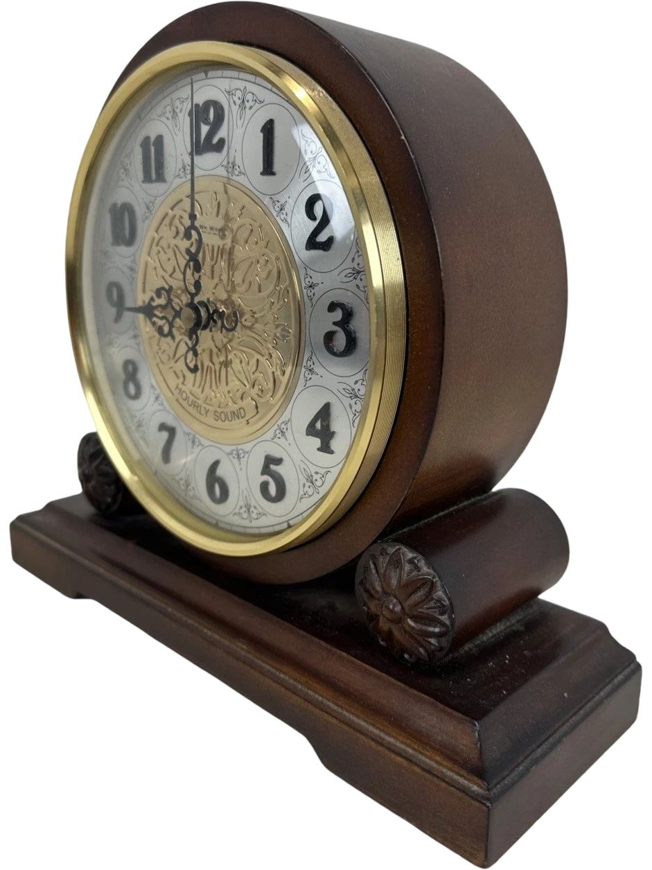 Vintage Style Wooden Shelf Clock with Gold Accents (Pre-Loved)