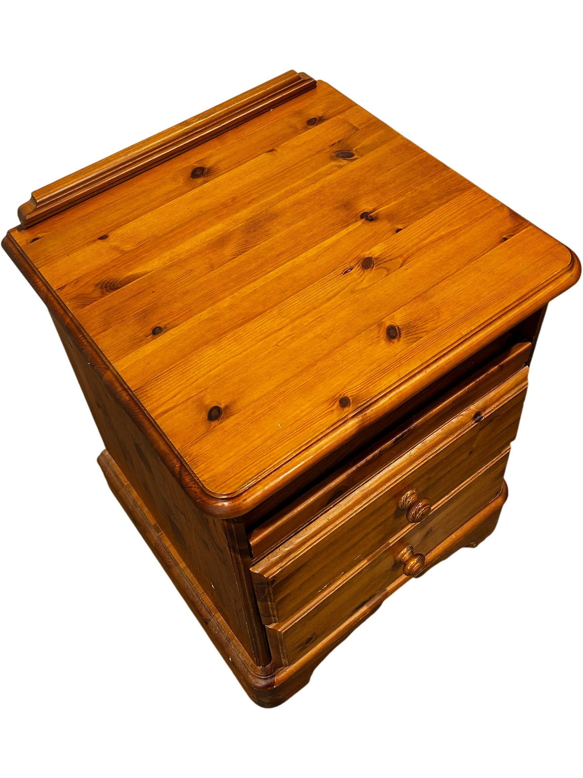 Vintage Wooden Nightstand Two Drawers Pine (Pre-Loved)