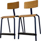 Vintage Wooden School Chairs with Blue Metal Legs (Pre-Loved)
