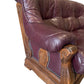 Vintage Purple Leather Sofa Solid Wood Base (Pre-Loved)