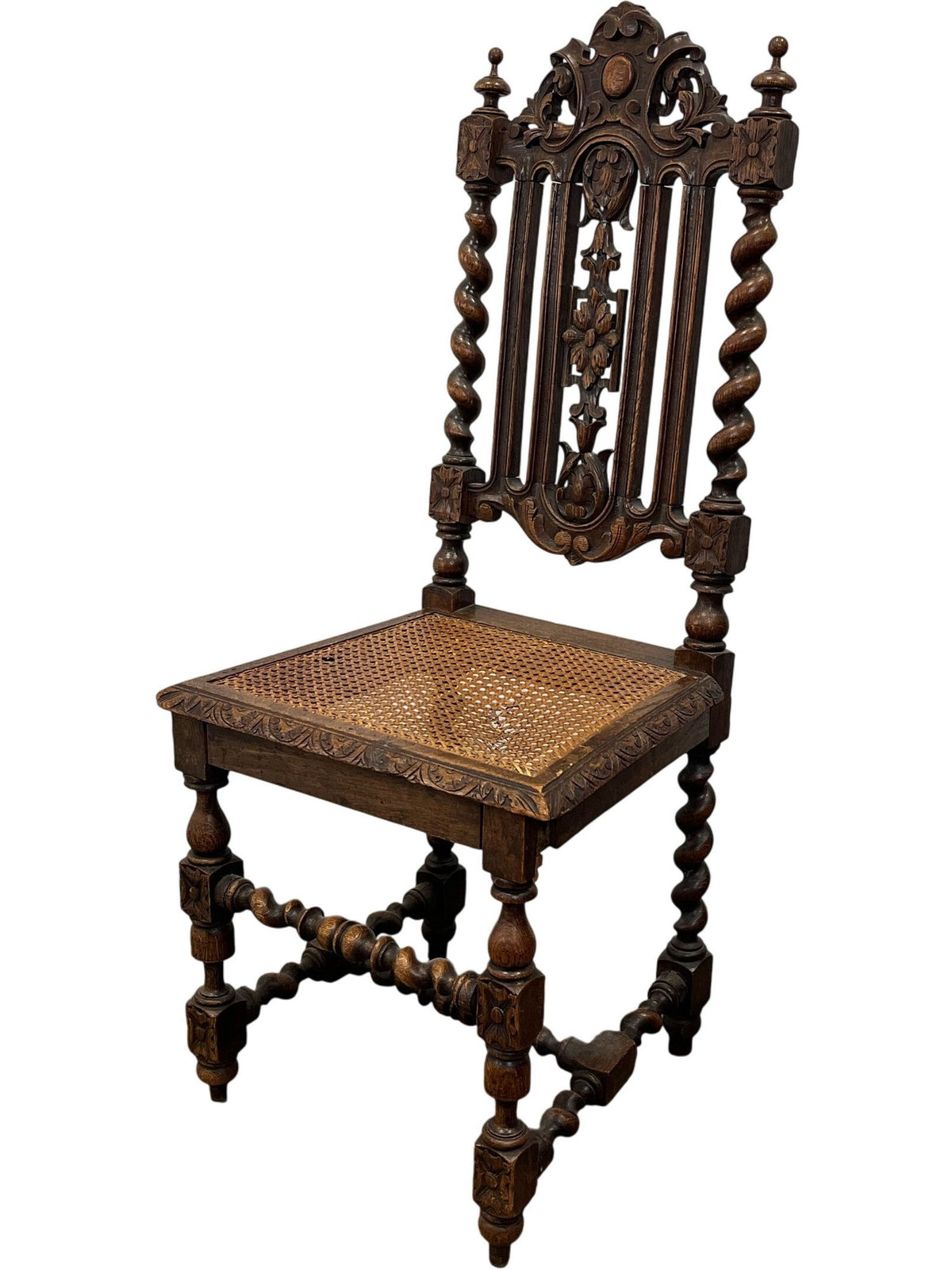 Antique Wooden Baroque Style Chair with Cane Seat (Pre-Loved)