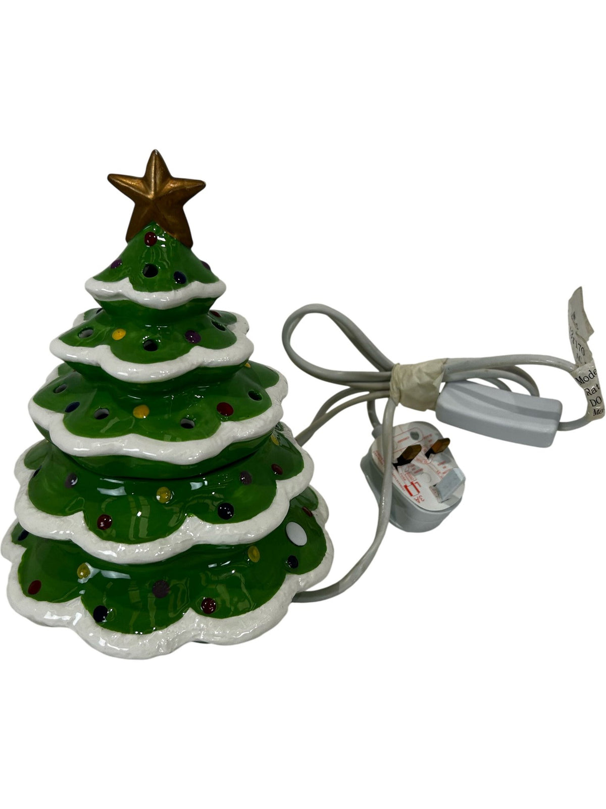 Ceramic Light-Up Christmas Tree with Multicolour Lights & Star 21cm (Pre-Loved)