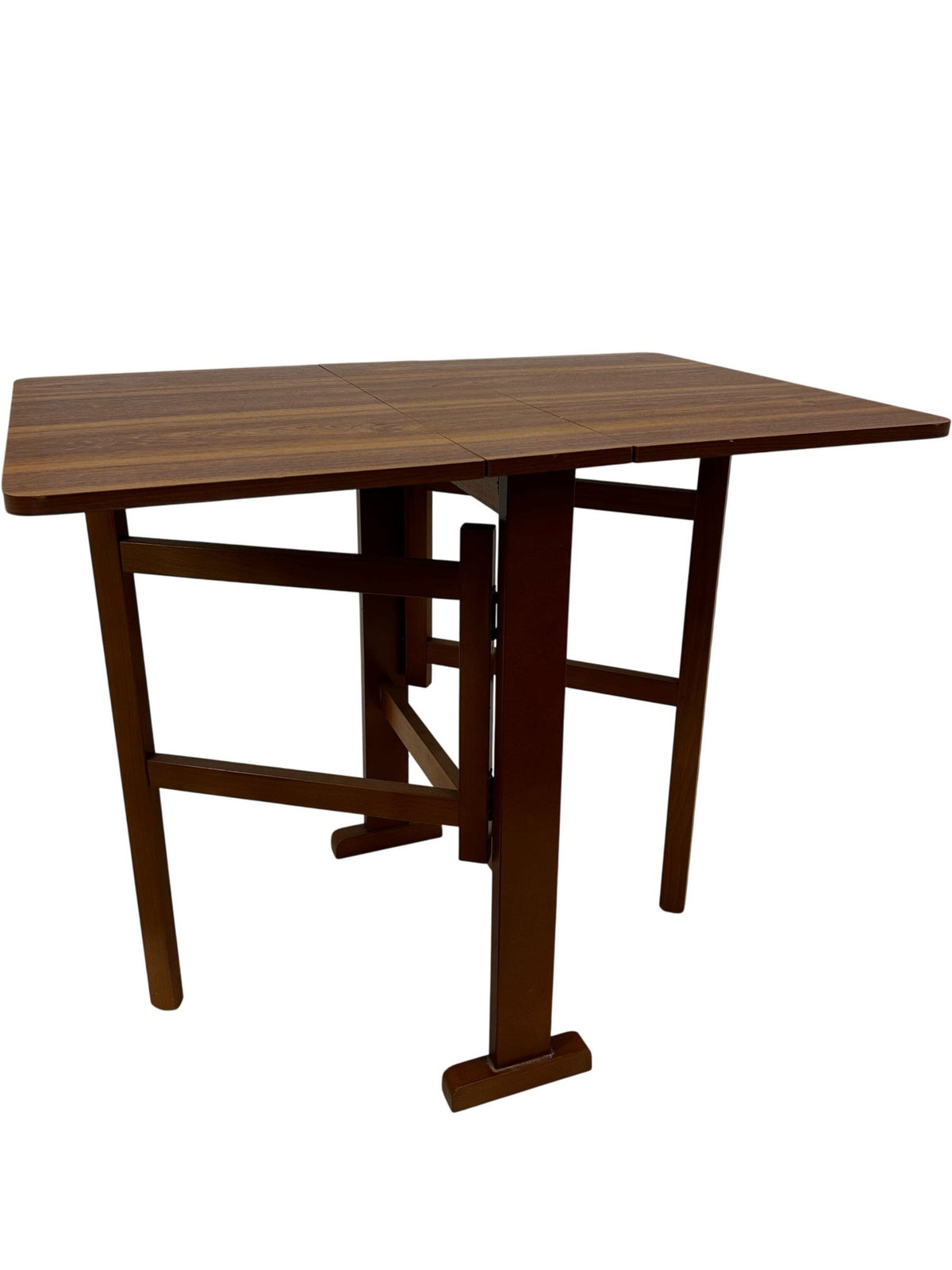 Foldable Drop Leaf Dining Table Rectangular Brown Wood Finish (Pre-Loved)