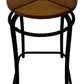 Round Wooden Stool Black Metal Frame Brown Seat (Pre-Loved)