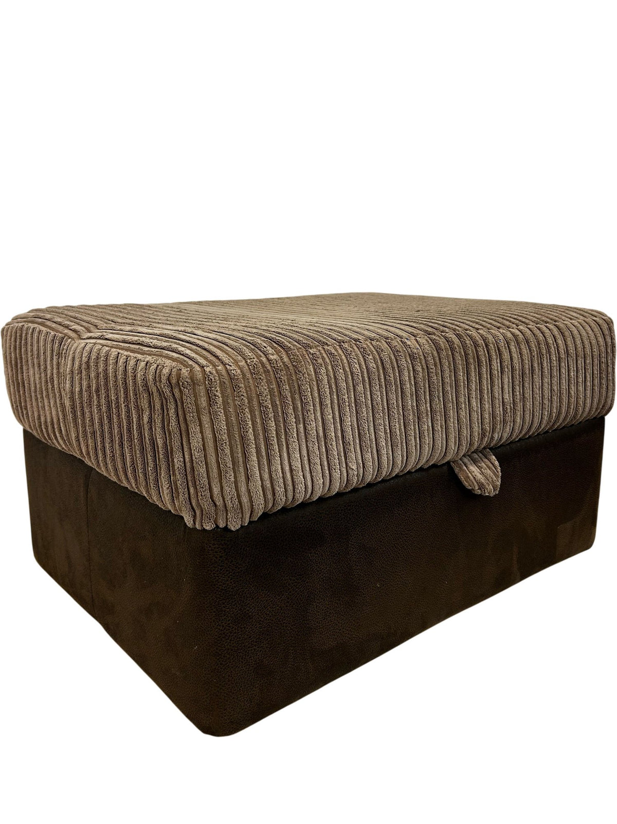 Large Brown Corduroy Storage Ottoman Footstool with Lift-Up Lid (Pre-Loved)