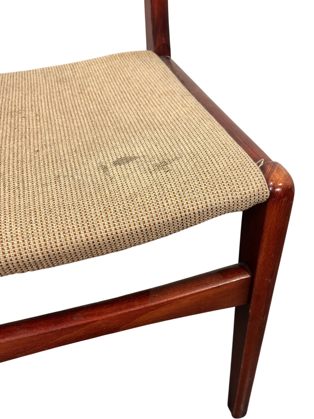 Vintage Mid Century Set of 2 Dining Chairs Wood Frame Beige Seat (Pre-Loved)