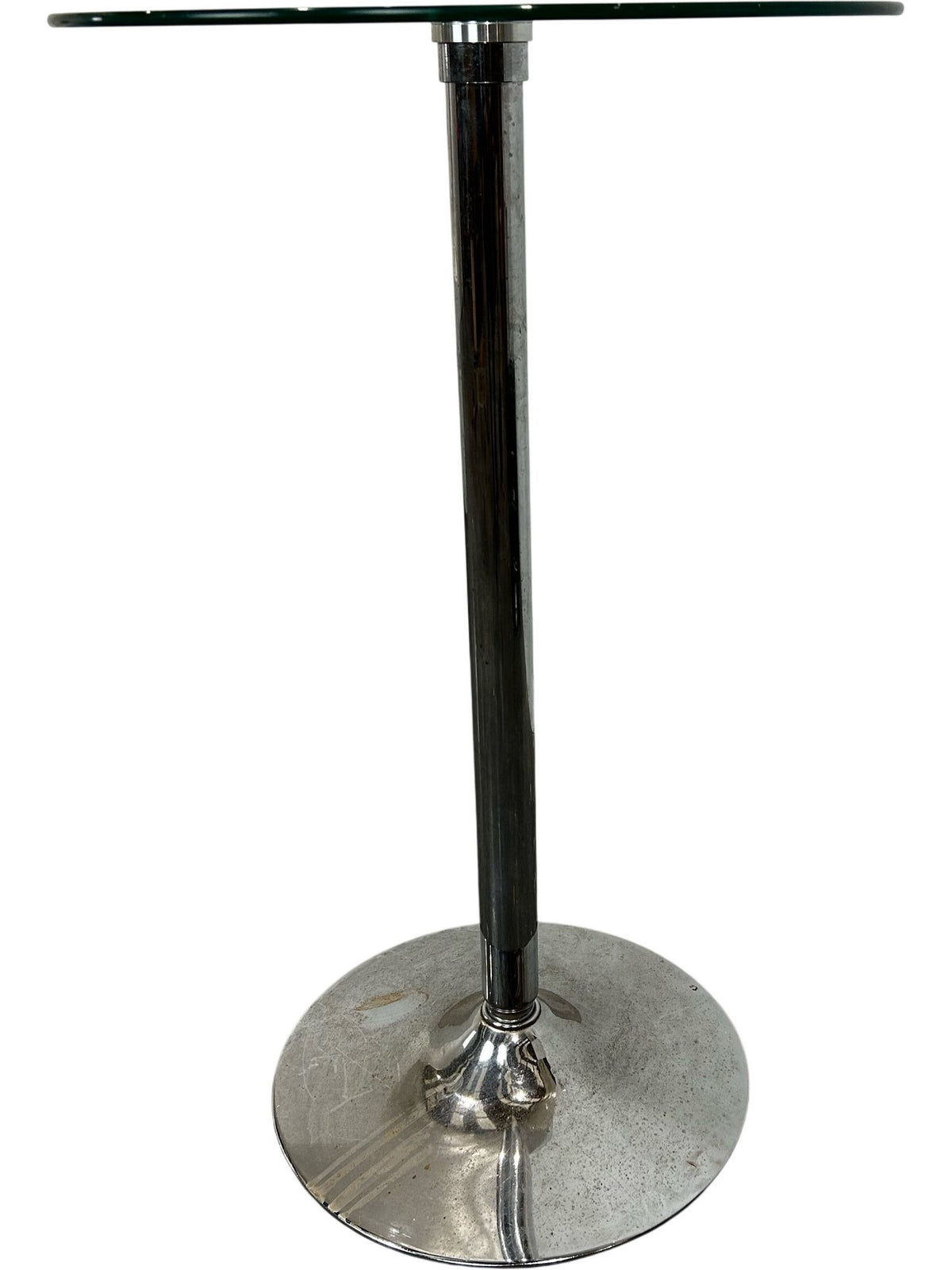 Round Glass Bar Table with Chrome Pedestal Base 60cm (Pre-Loved)