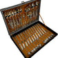 Vintage Ornate Cutlery Set in Houndstooth Canteen Case Silver Tone (Pre-Loved)