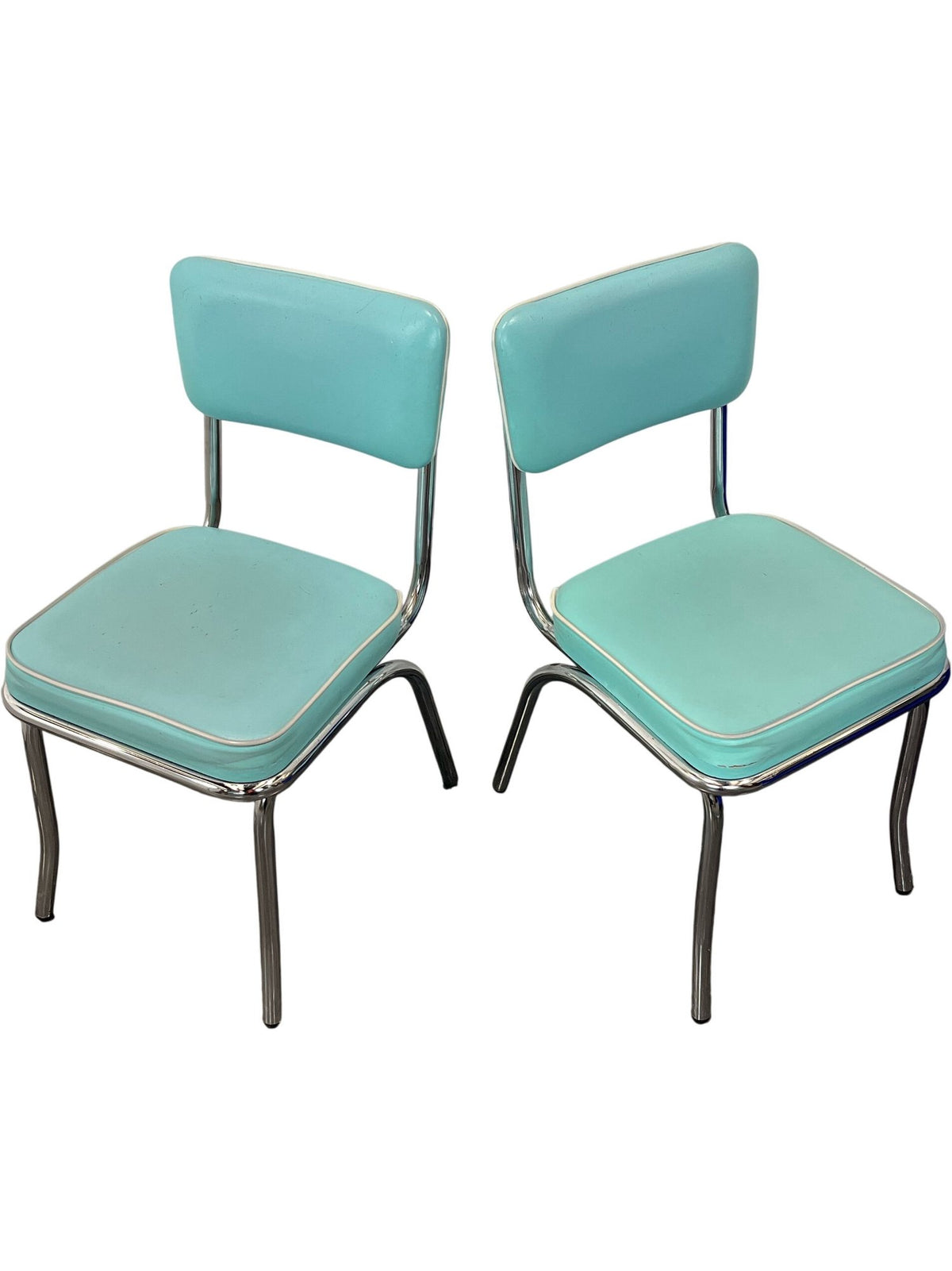 Set Of Four Retro Aqua Blue Dining Chairs (Pre-Loved)