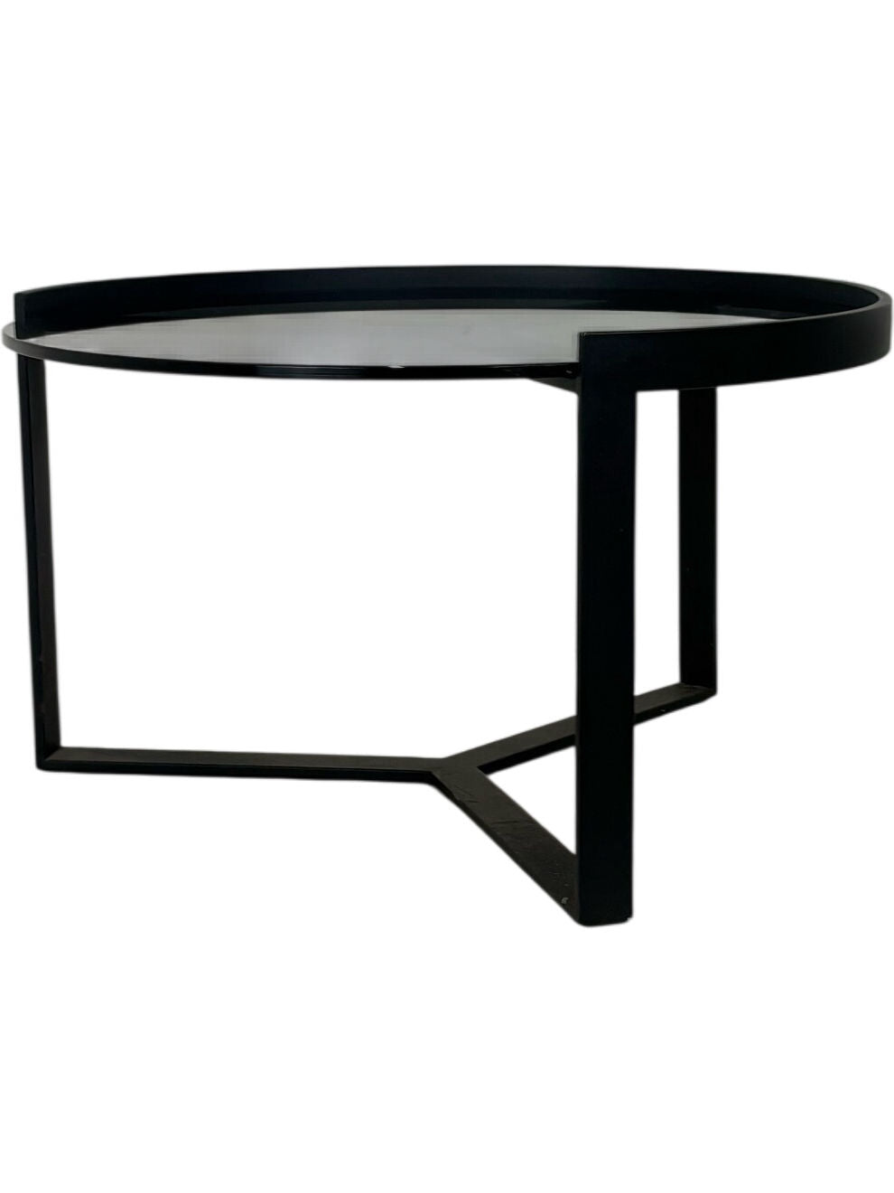 'Made.com' Modern Glass Top Coffee Table Black Metal Frame (Pre-Loved)