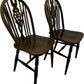 Pair of Vintage Wooden Spindle Back Dining Chairs Dark Wood Finish (Pre-Loved)