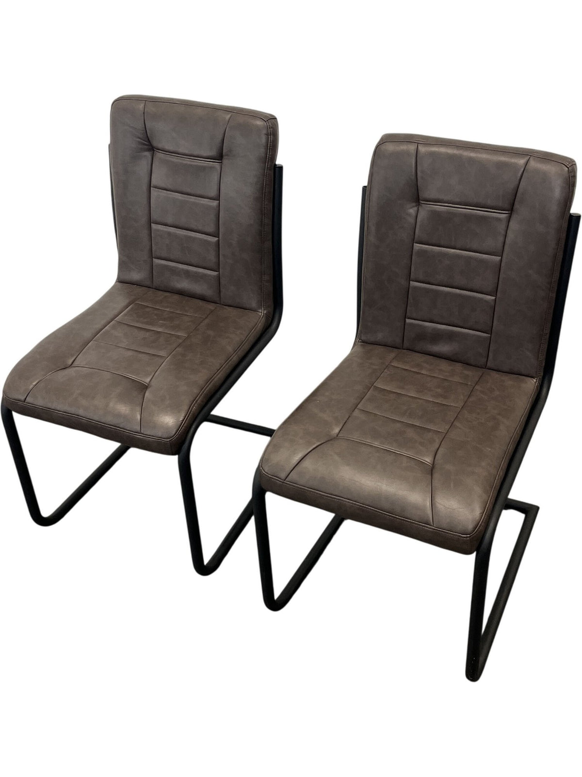 Set Of 2 Industrial Rustic Style Dining Chairs Grey Metal Frame (Pre-Loved)