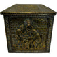 Embossed Metal Storage Box Hinged Lid Brass Tone (Pre-Loved)