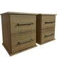 Pair of 2 Light Wood Effect Bedside Tables 2 Drawers Metal Handles (Pre-Loved)