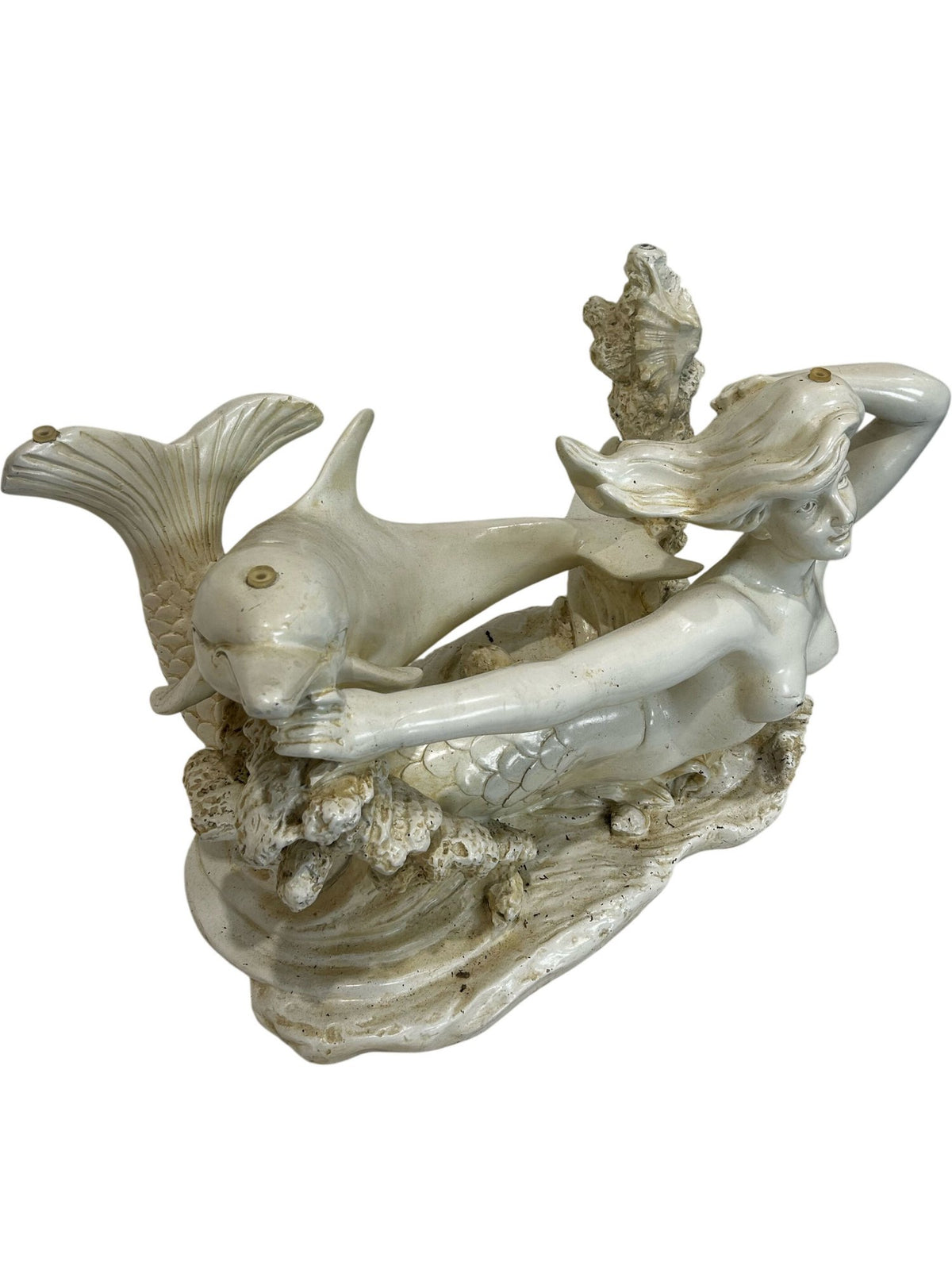 Mermaid and Dolphin Decorative Statue 56cm (Pre-Loved)
