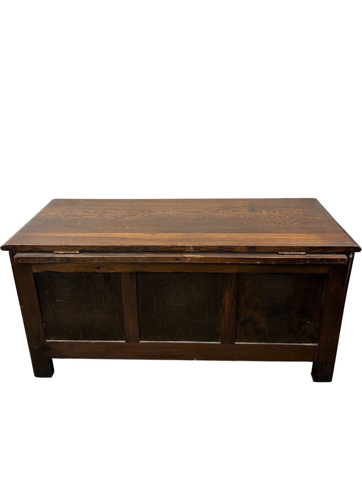 Vintage Wooden Storage Chest Blanket Box Hinged Lid Dark Wood (Pre-Loved)