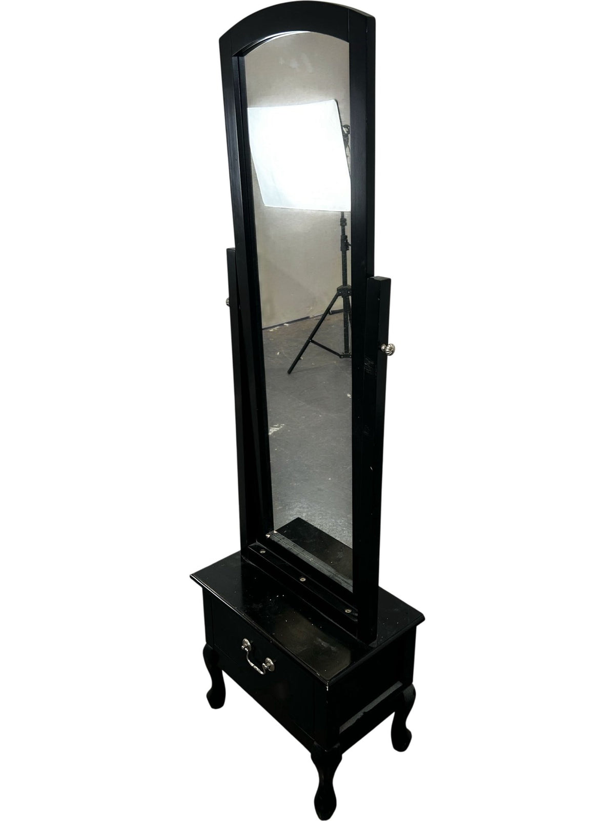 Black Cheval Standing Mirror with Storage Drawer (Pre-Loved)
