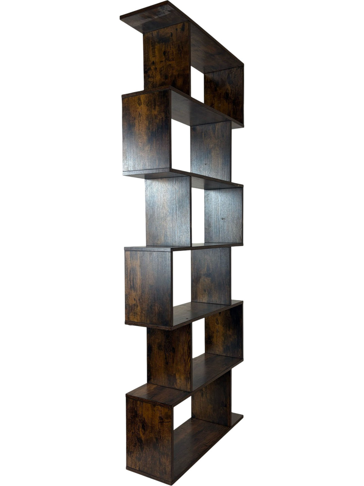 Modern Wooden Bookcase Tall Shelf Unit Zigzag Design (Pre-Loved)
