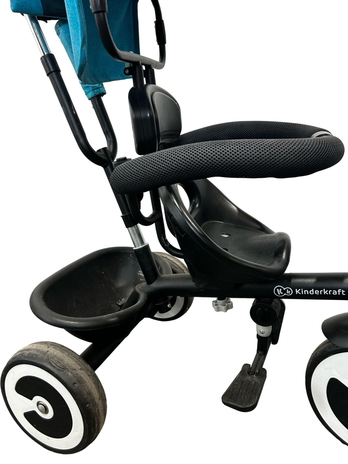 Kinderkraft Toddler Tricycle Push Handle Canopy Footrest Blue Kids (Pre-Loved)