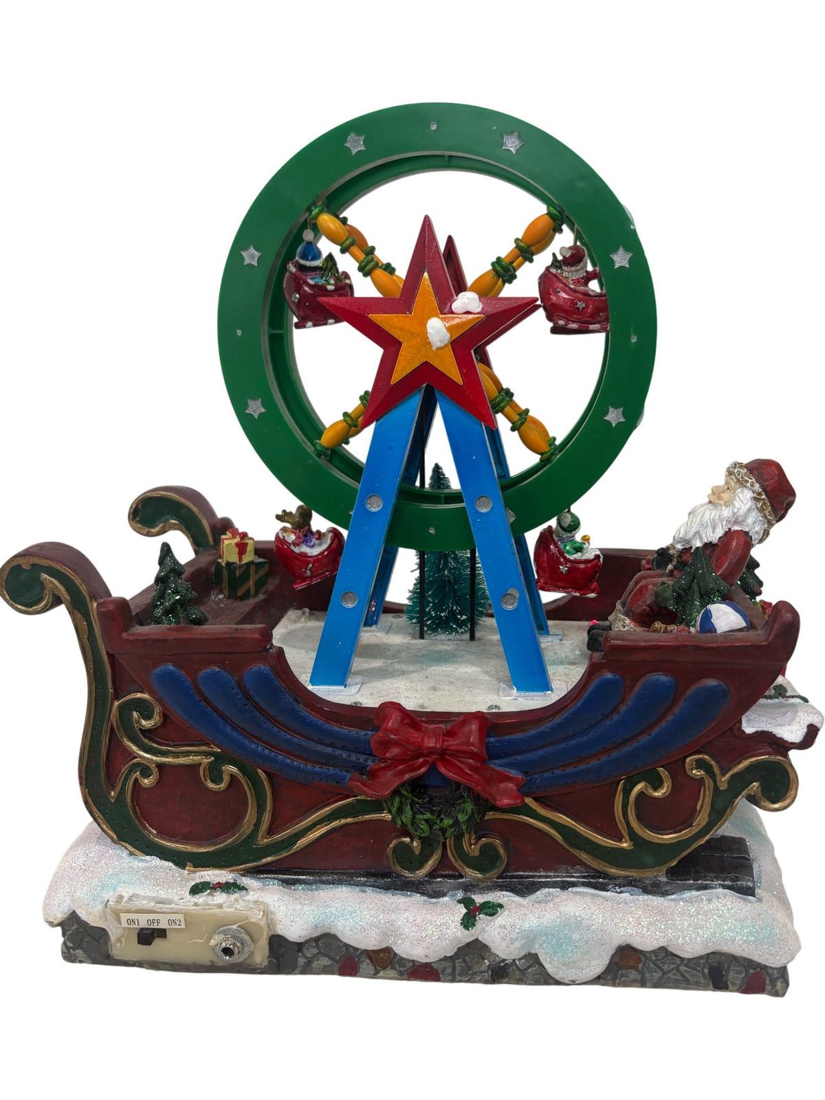 Christmas Sleigh With Moving Ferris Wheel Fibre Optic LED